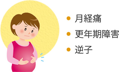 月経痛、更年期障害、逆子